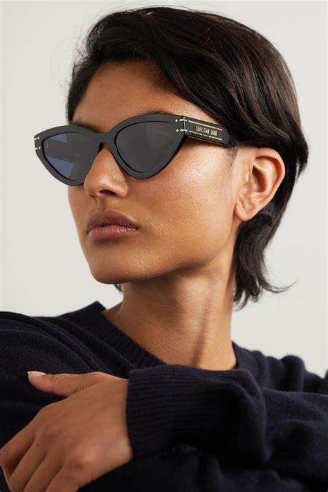 dior ladies cateye frame sunglasses in black silver blu|DIOR Eyewear Cat.